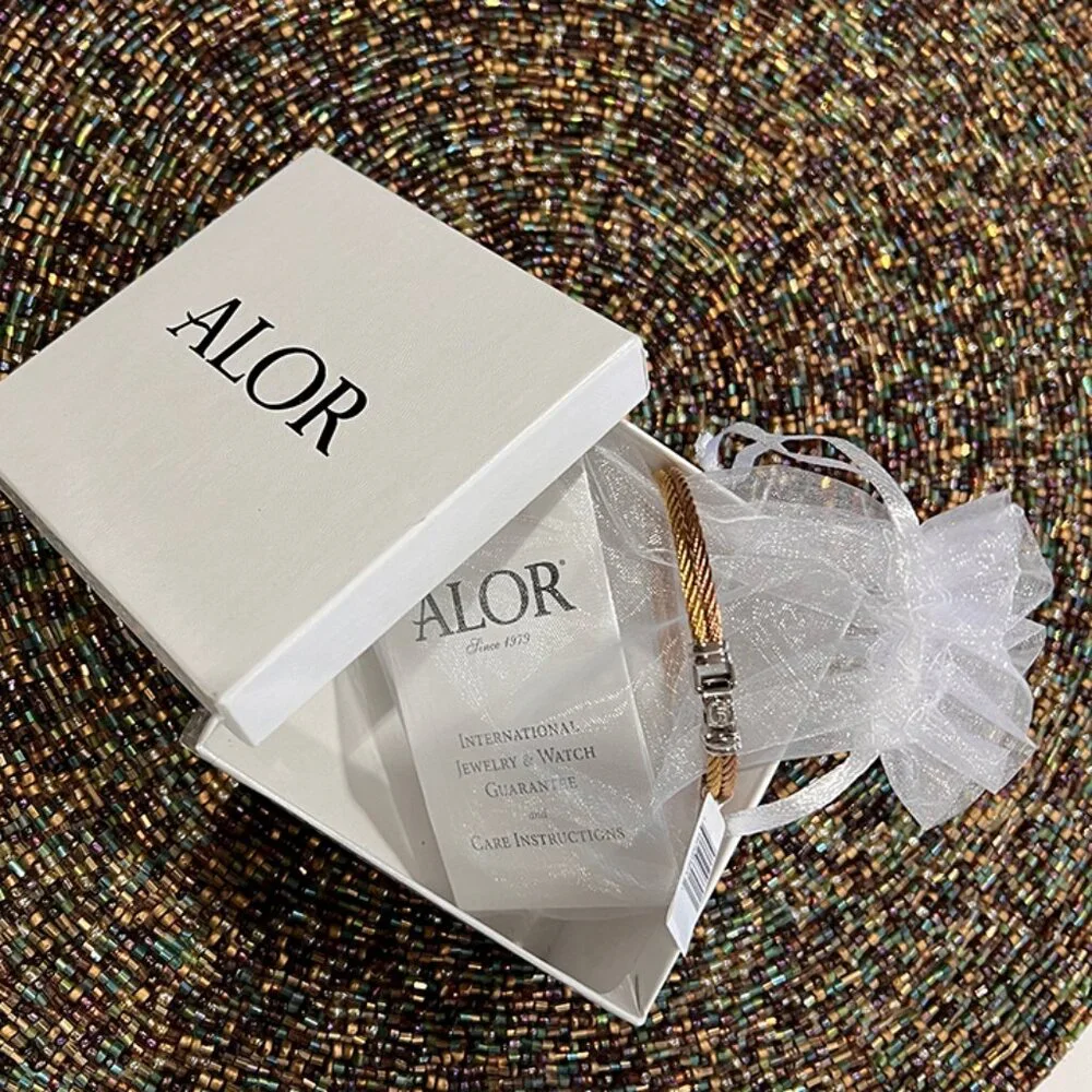 ALOR Yellow - Double-Row, Stainless Steel, Cable Bracelet - NWT - Picture 2 of 9